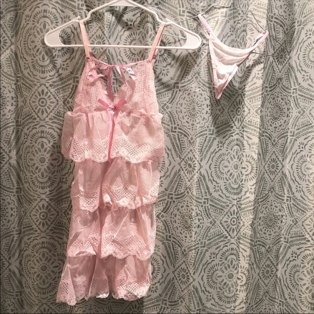 Pink Ruffle Lingerie Pajama set brand new